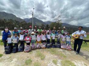 School supplies distribution at Canchapampa