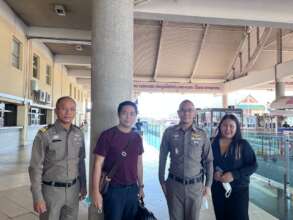 The staff and police at work to gather signatures