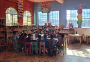 Librarians working with students