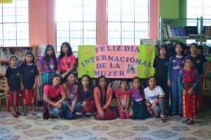 Library users on International Women's Day.