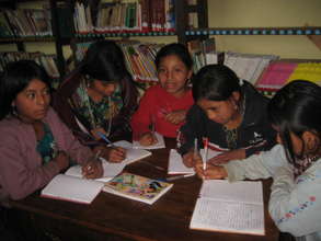 Elementary school girls working on their homework
