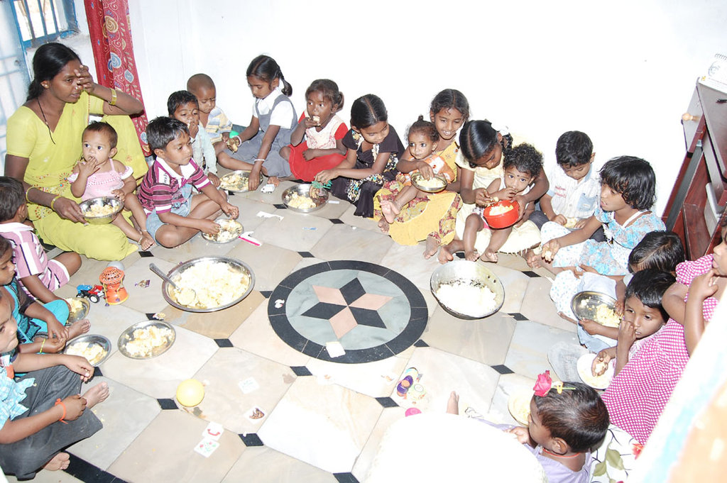 Provide midday meals for poor kids in Creches