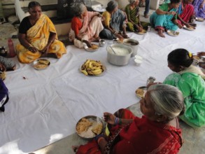 Elderly Persons having midday meal at SERUDS in AP