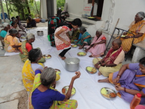 Indian elderly persons having nutritious meal