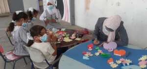 Children in Nermeen's art class