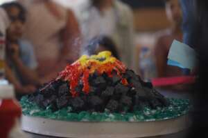 Model volcano in science class