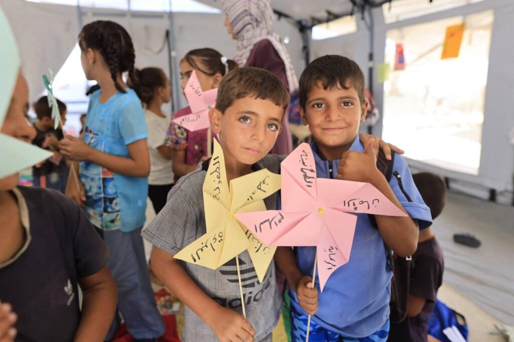 Gaza children made Pinwheels for Peace on Sept 2nd