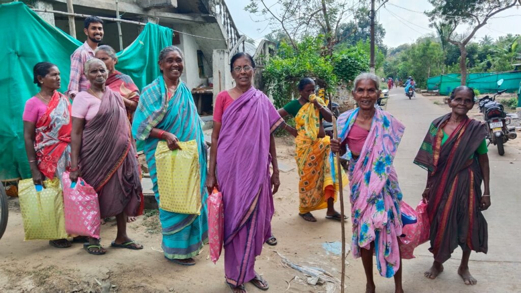 distribution of blankets and sarees