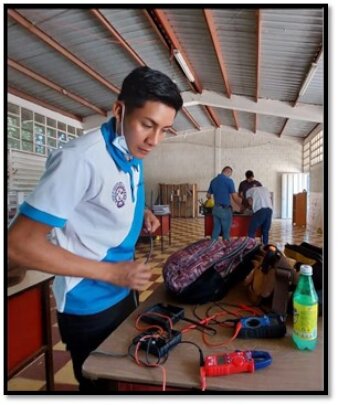 Student with tools given by program