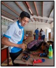 Student with tools given by program