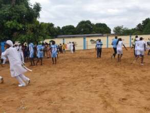 Playing football (soccer) at new Chad center