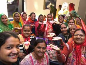 Women participants in a Candle-making workshop