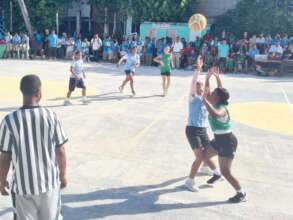 Fighting for the ball