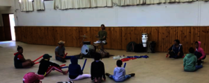 Mr Fowler at a drum lesson in Stanford