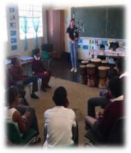 Polly performing for the Napier pupils.