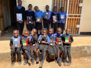 Confident students with brand new school supplies