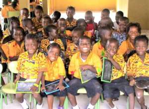 Eager 1st graders at Diamond School