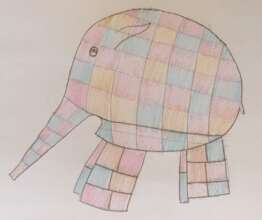 child's drawing of Elmer the Elephant