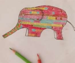 child's drawing of Elmer the Elephant