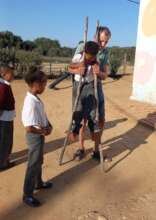 learning to walk on stilts like Elmer