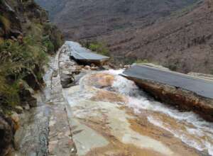 damage to major road from floods