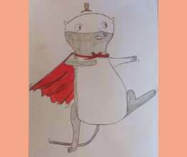 child's drawing of superhero honey badger