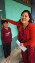 One of our students getting measured!