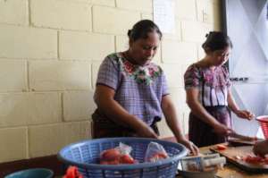 Participants at a healthy cooking workshop