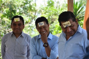 Teachers participate in a game