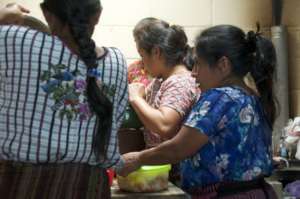 Packing up food to take home for dinner!
