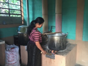 Preparing food in the new kitchen at La Cumbre