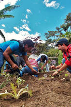 Teachers from Chacaya having fun in the garden