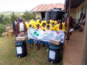 Schools receiving water containers and soap