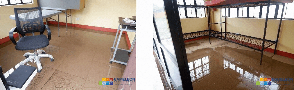 Emergency aid after floods in CAMELEON center