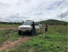 The team assessing the site at Orkesmet