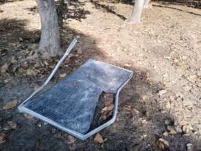 Solar panel damaged by elephants