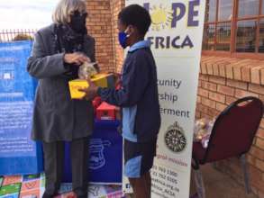 Grateful learner gets new pair of shoes