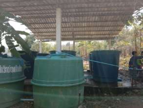 Plastic storage tanks at Baan Mai Sang Naam