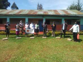 Soap distribution at Buchenge dispensary
