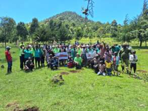 Harambee volunteers join staff team to plant trees