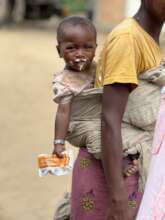 A child receives therapeutic food treatment