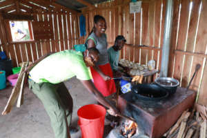 School stove in operation