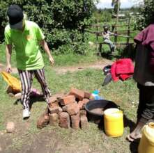 Soaking bricks in water in preparation