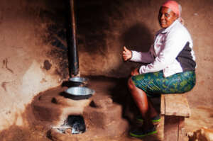 Gladys with her smokeless stove