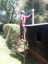 Robert's chimney from his new smokeless stove
