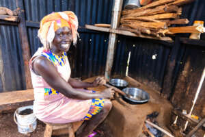 Lonner in her kitchen at her smokeless stove