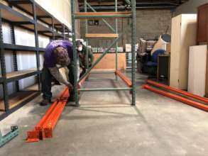 Building new shelves at the warehouse