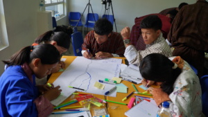 Students work in group to map their community