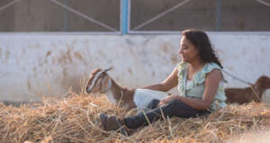 Rescued mom goat