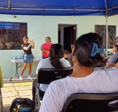 Yohana quizzing class on a word